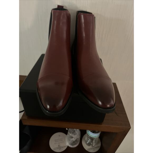 Men\'s Pointed Toe Pull Chelsea Ankle Boots Leather High Top Dress Shoes Size 46 main image 11